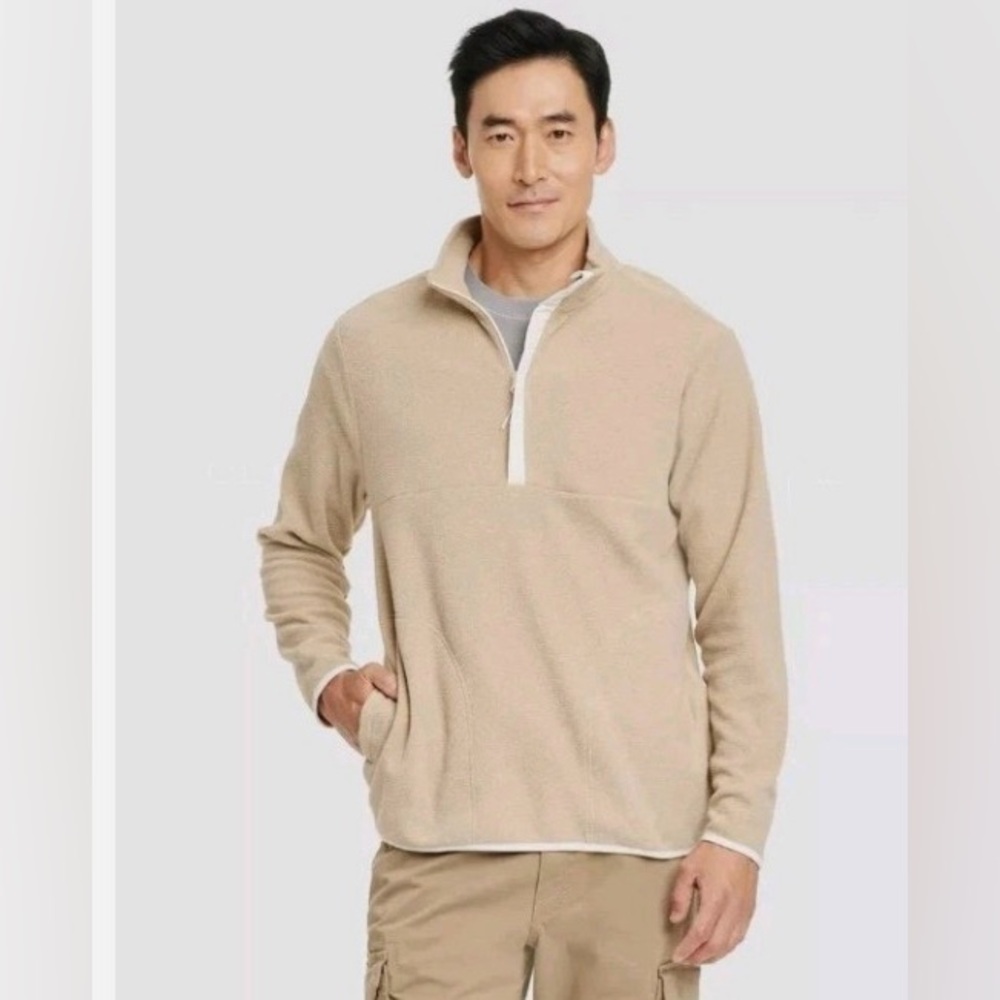 Goodfellow & Co Men's Tan 1/4 Zip-Up Fleece. NWT